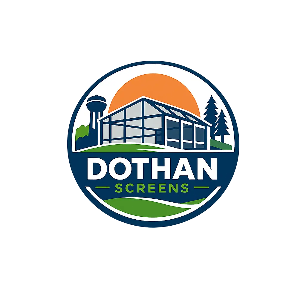 Dothan, AL screen enclosure company logo with custom patio enclosure design